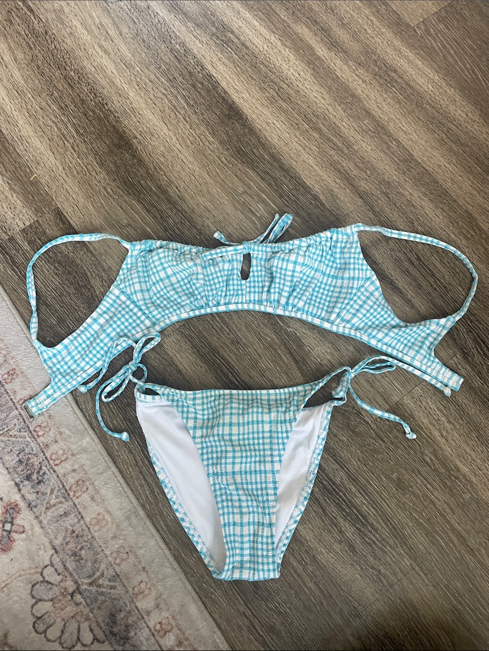 Xhilaration Aqua Plaid String Bikini